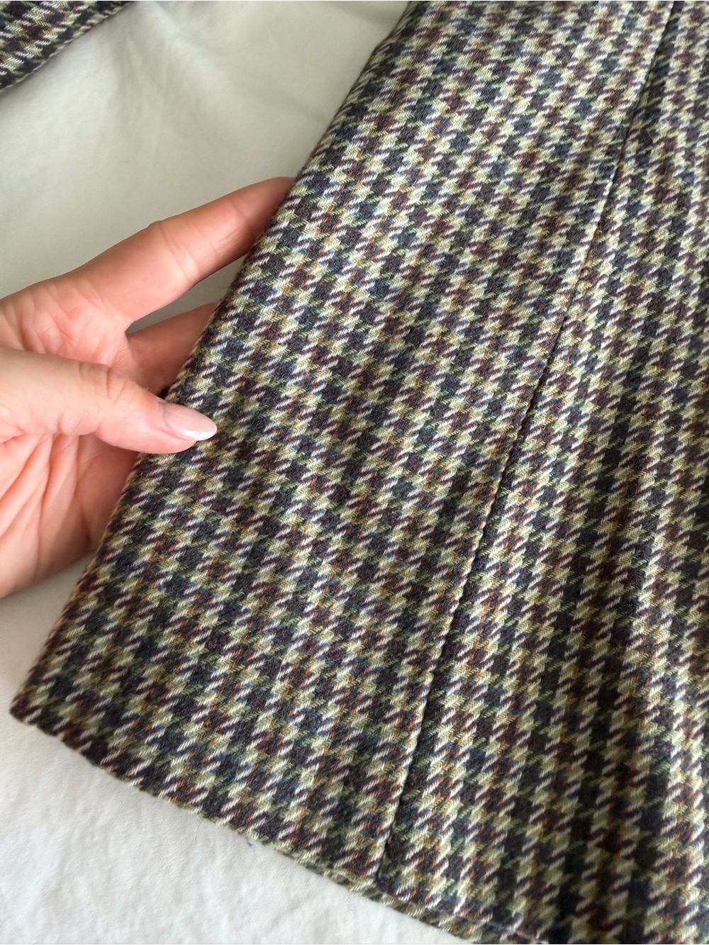 Vintage Pendleton Tweed Houndstooth Blazer with Olive Green Collar - 100% Wool - Picture 11 of 11